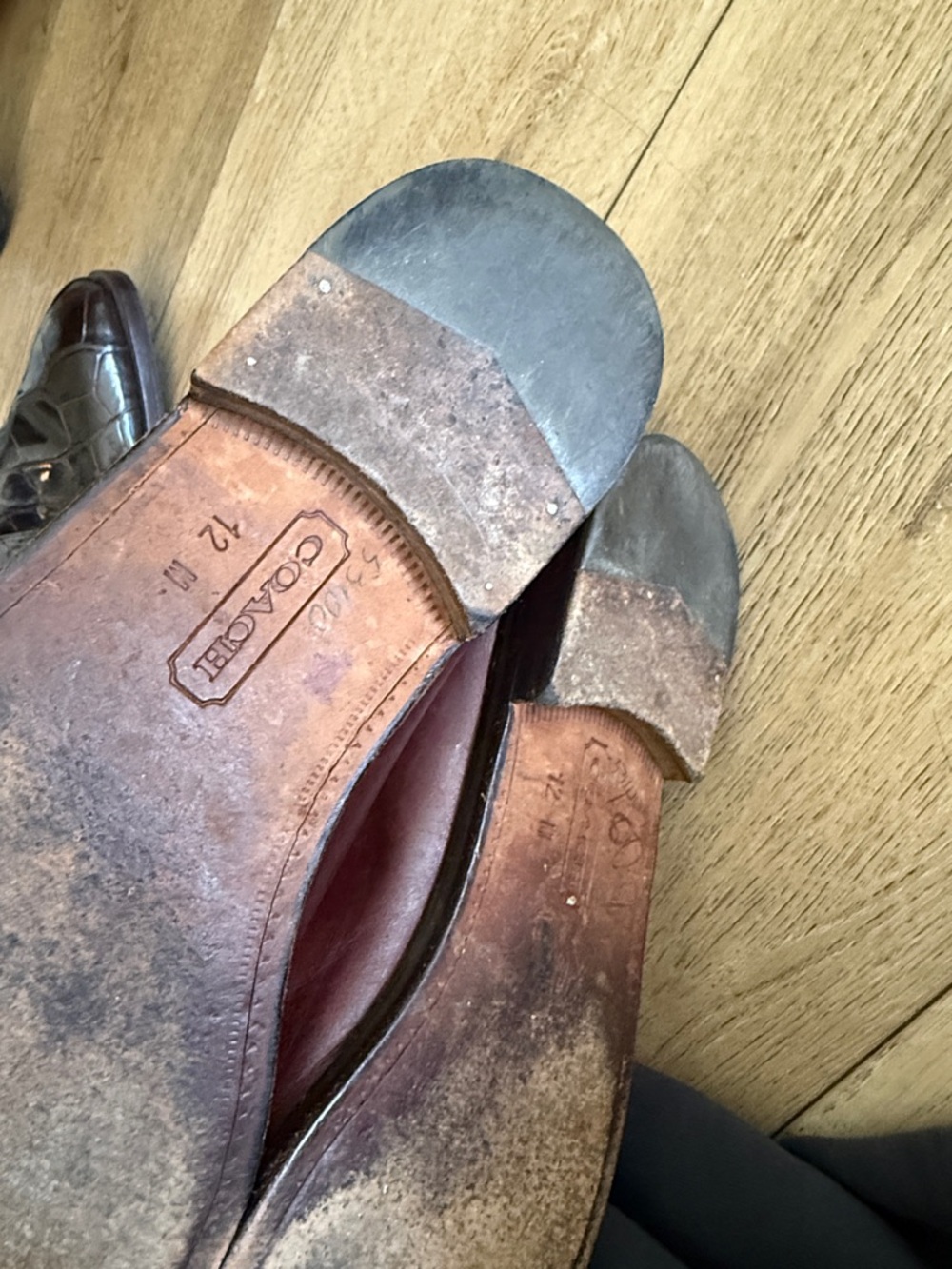 Men's COACH Tassel Loafers in Burgundy Leather - Picture 4 of 5